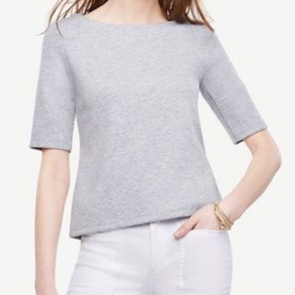 Ann Taylor sz L Doubleface Boatneck Tee
